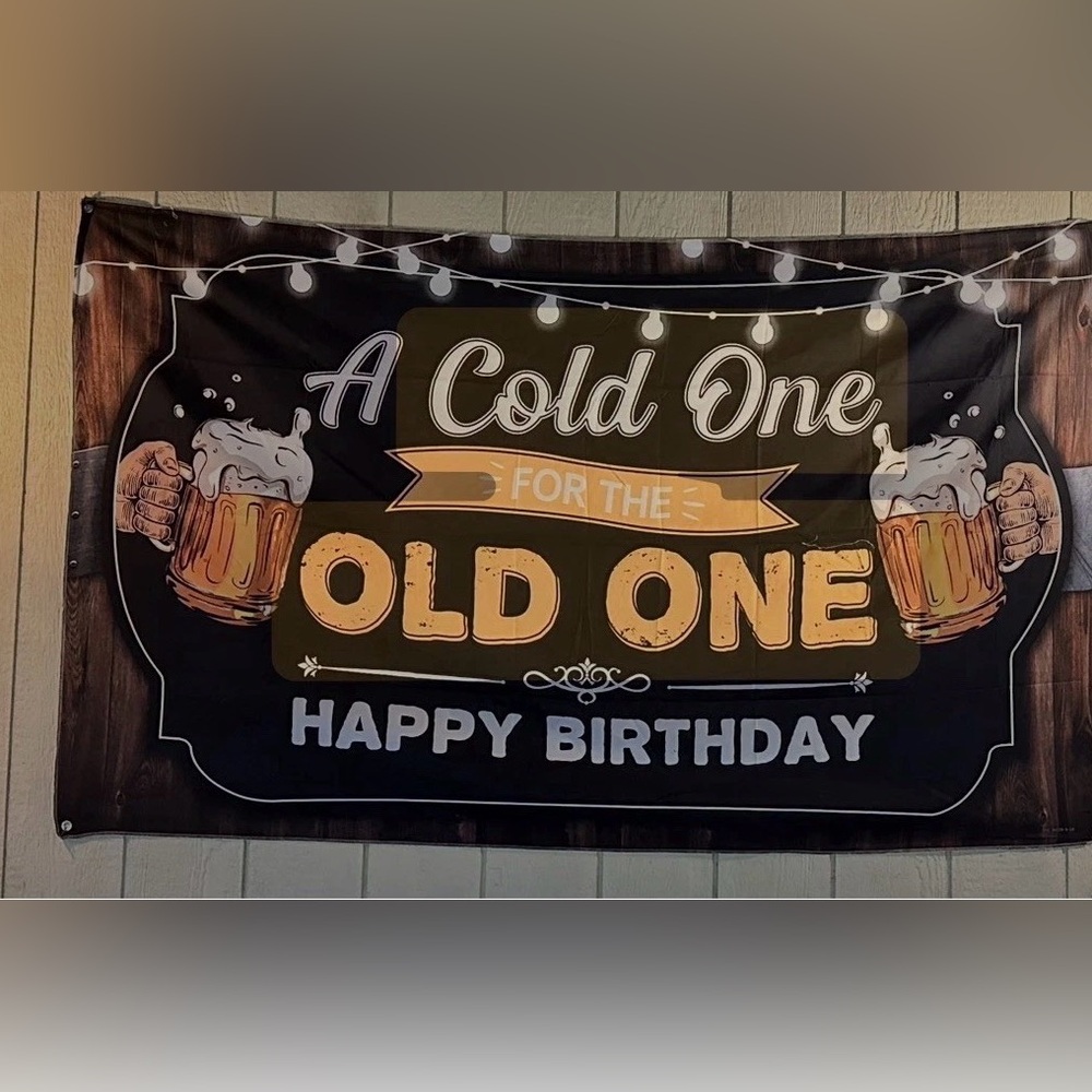 Birthday Party Banner with Beer Mug Design
